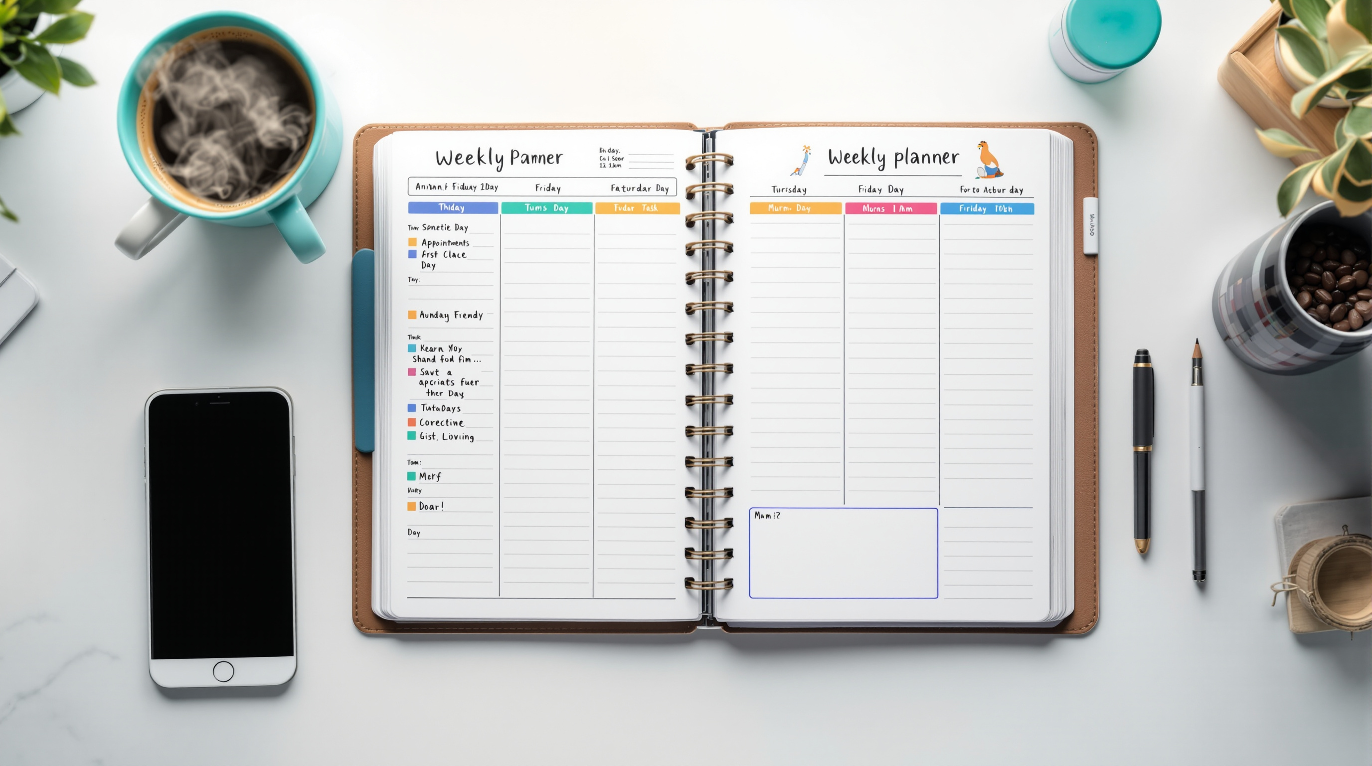 Weekly planner with time blocks for parent productivity